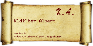 Kléber Albert névjegykártya